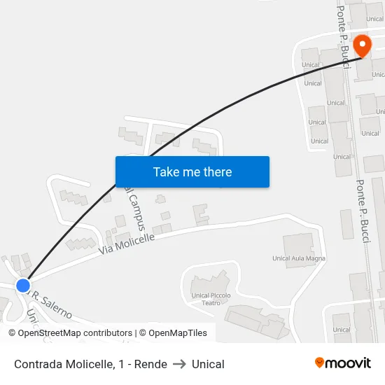 Contrada Molicelle, 1 - Rende to Unical map
