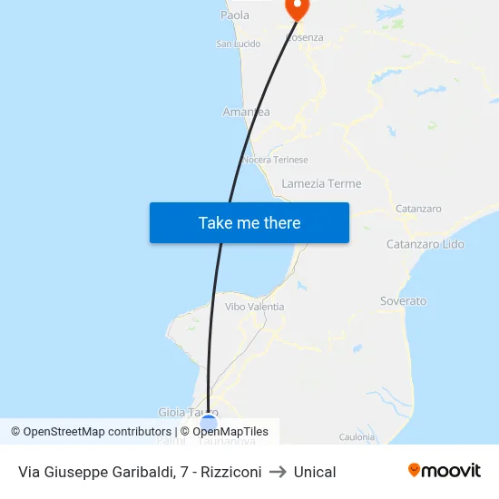 Via Giuseppe Garibaldi, 7 - Rizziconi to Unical map