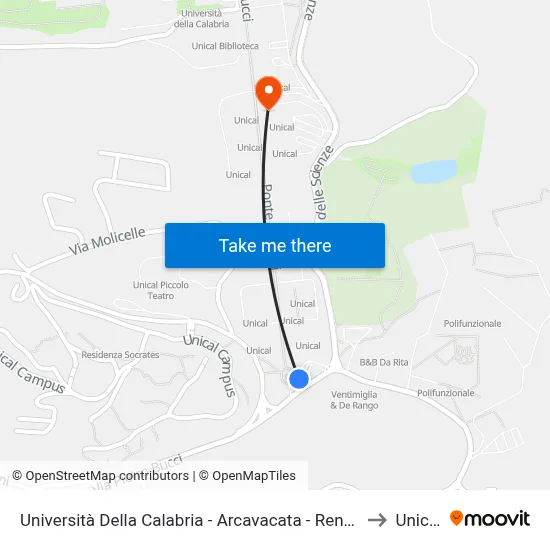 Università Della Calabria - Arcavacata - Rende to Unical map