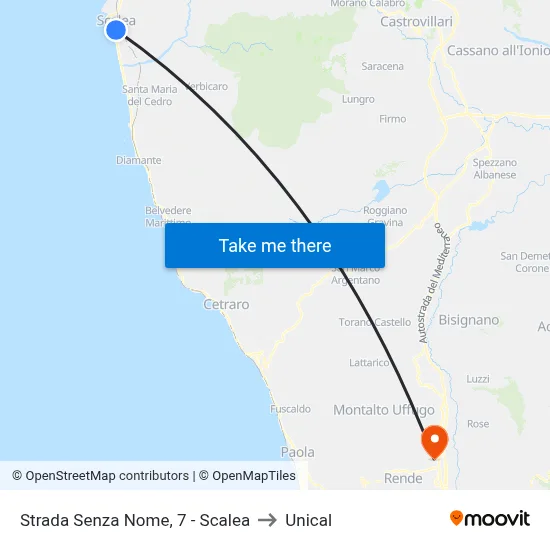 Strada Senza Nome, 7 - Scalea to Unical map