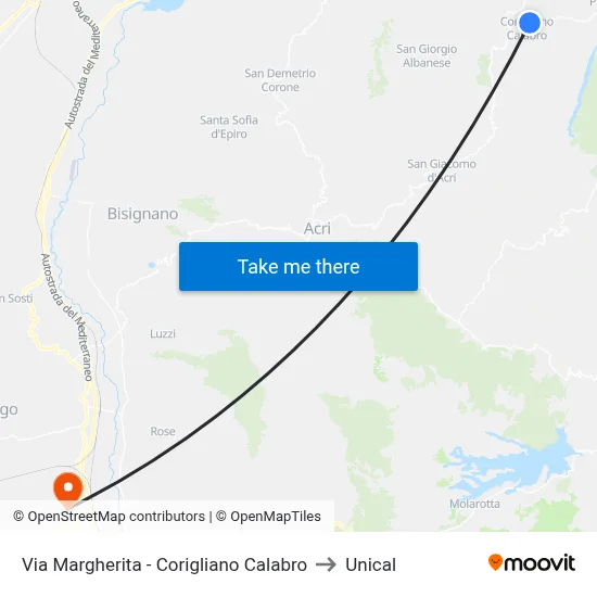 Via  Margherita - Corigliano Calabro to Unical map