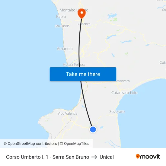 Corso Umberto I, 1 - Serra San Bruno to Unical map