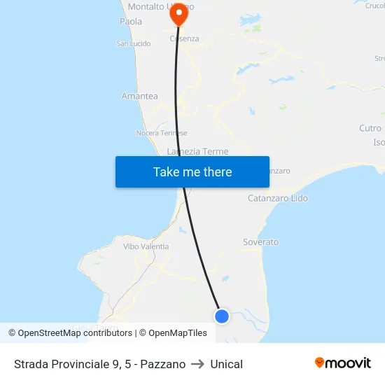 Strada Provinciale 9, 5 - Pazzano to Unical map