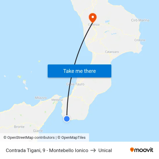 Contrada Tigani, 9 - Montebello Ionico to Unical map