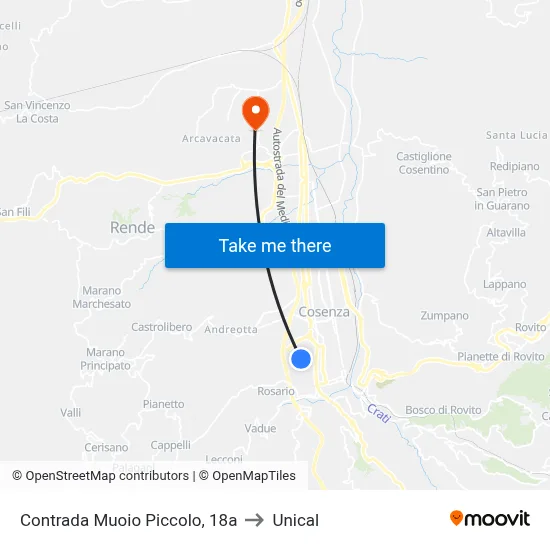 Muoio Piccolo District, 18a to Unical map