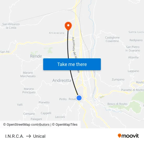 I.N.R.C.A. to Unical map