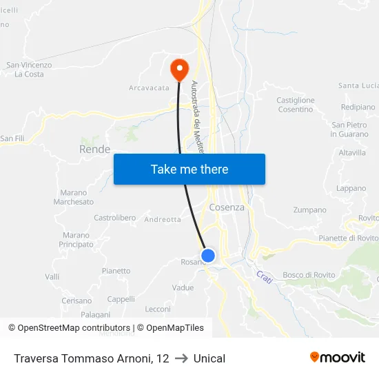 Tommaso Arnoni Traverse, 12 to Unical map