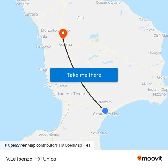 V.Le Isonzo to Unical map