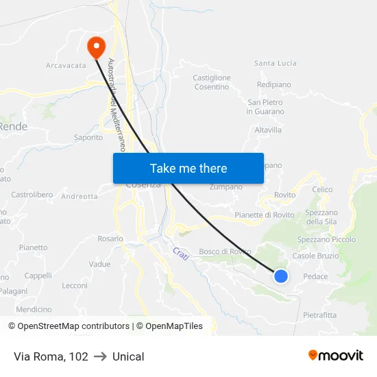 Roma Street, 102 to Unical map