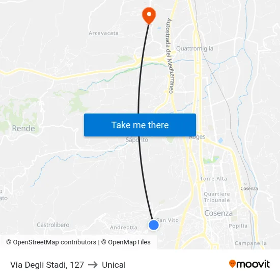 Stadium Street, 127 to Unical map
