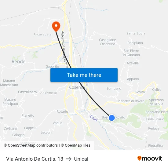 Antonio De Curtis Street, 13 to Unical map
