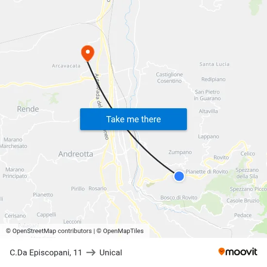 C.Da Episcopani, 11 to Unical map