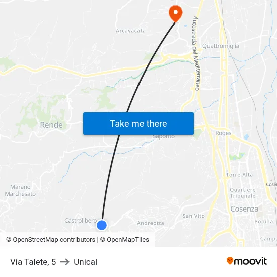 Talete Street, 5 to Unical map