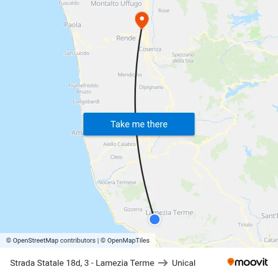 State Road 18d, 3 - Lamezia Terme to Unical map