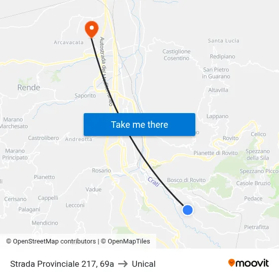 Provincial Road 217, 69a to Unical map