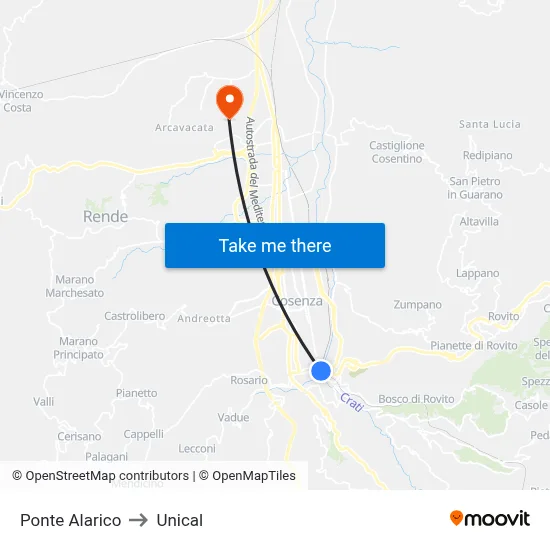 Alaric Bridge to Unical map