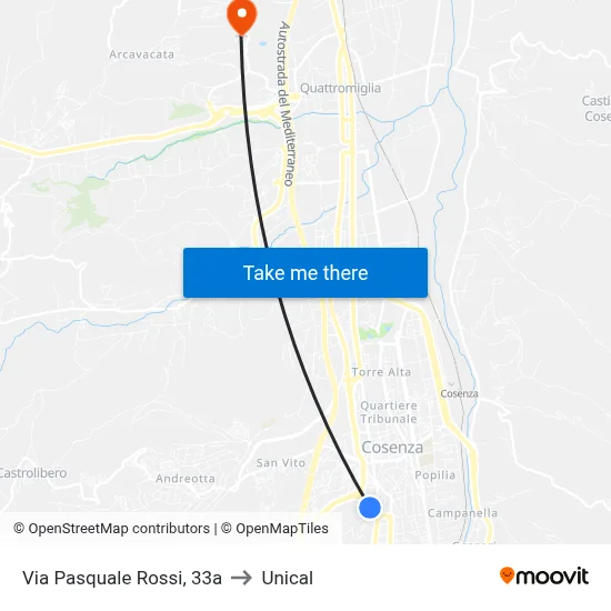 Pasquale Rossi Street, 33a to Unical map