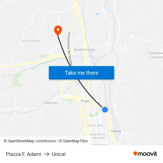 F. Adami Square to Unical map