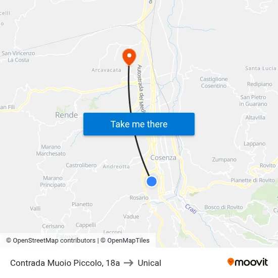 Muoio Piccolo District, 18a to Unical map