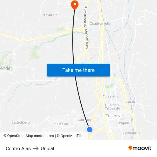 AIAS Center to Unical map