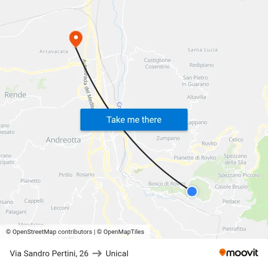26 Sandro Pertini Street to Unical map