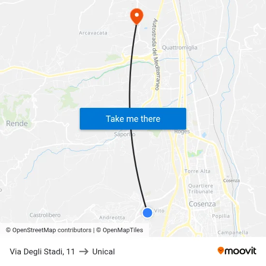 Stadium Street, 11 to Unical map
