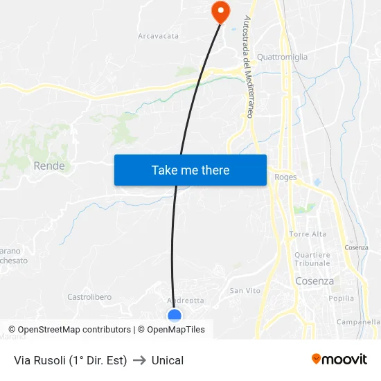 Rusoli Street (1st East Dir.) to Unical map