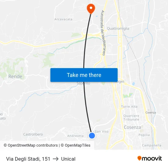 Stadium Street, 151 to Unical map