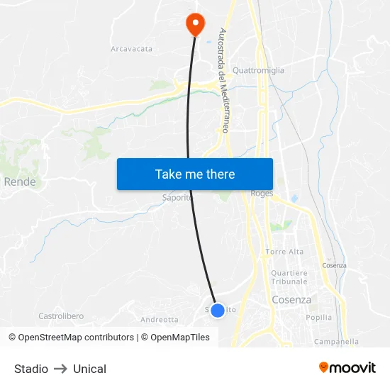 Stadium to Unical map