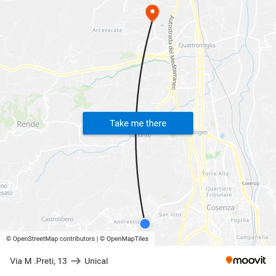 M. Preti Street, 13 to Unical map