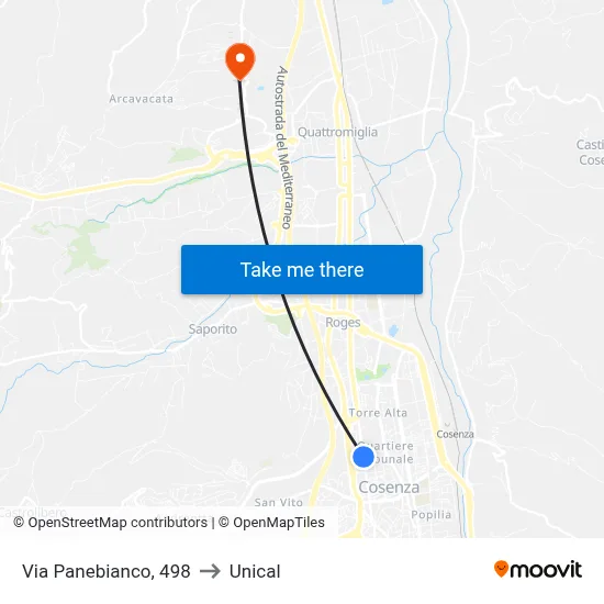 498 Panebianco Street to Unical map