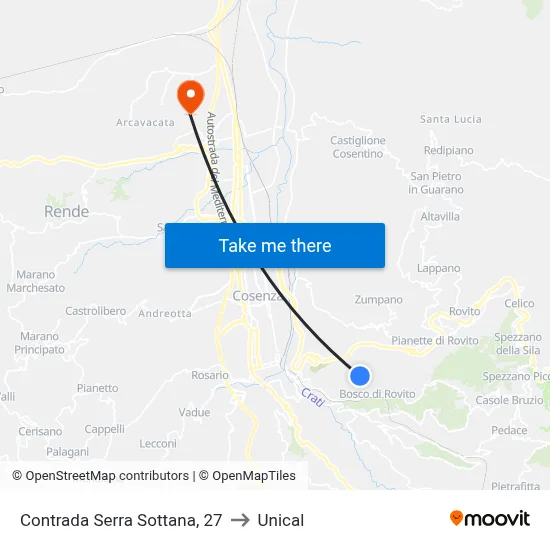 Serra Sottana District, 27 to Unical map