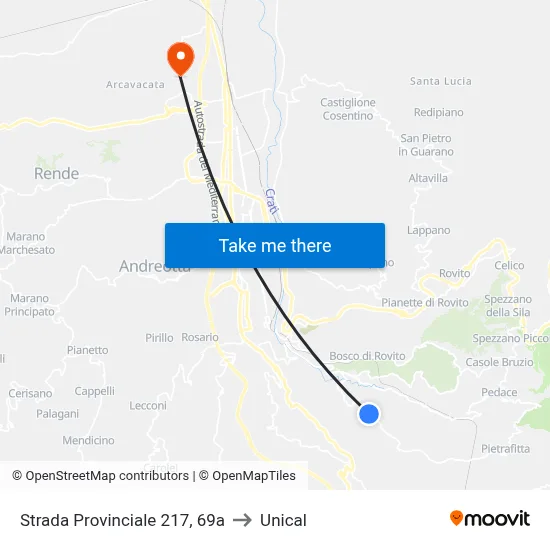 Provincial Road 217, 69a to Unical map