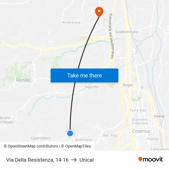 Resistance Street 14-16 to Unical map