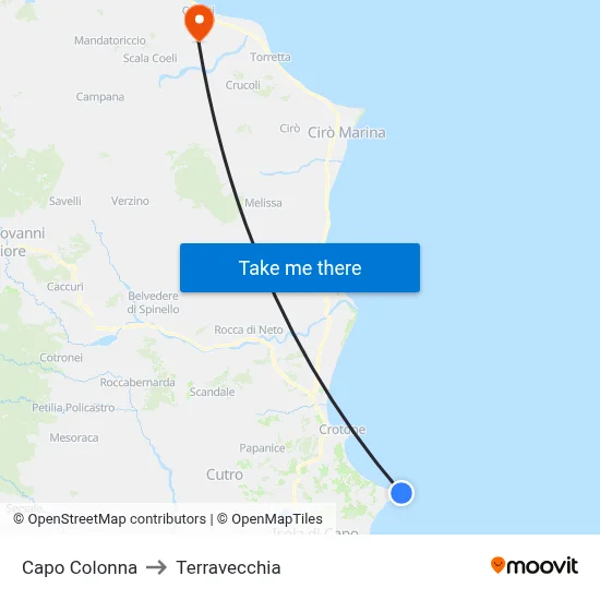 Capo Colonna to Terravecchia map