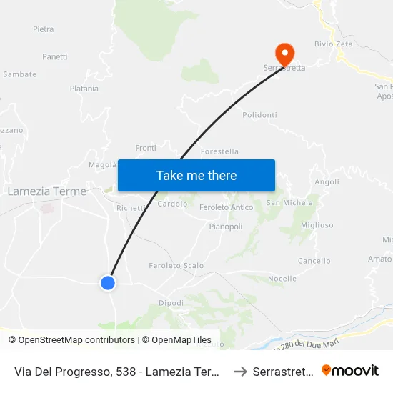 Progress Street, 538 - Lamezia Terme to Serrastretta map
