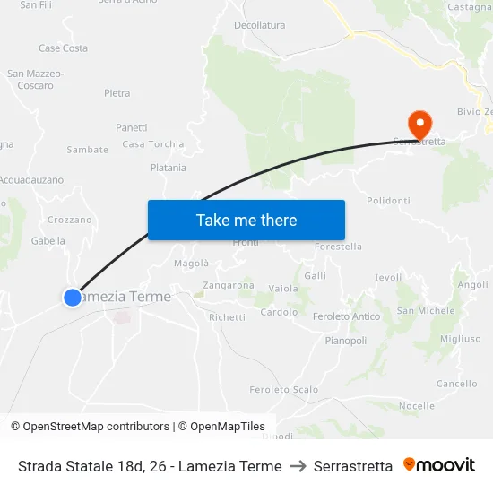 State Road 18d, 26 - Lamezia Terme to Serrastretta map