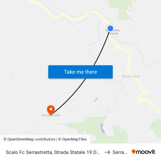 Serrastretta Railway Station, State Road 19 of Calabria, 25 - Carlopoli to Serrastretta map