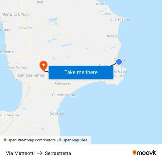 Matteotti Street to Serrastretta map