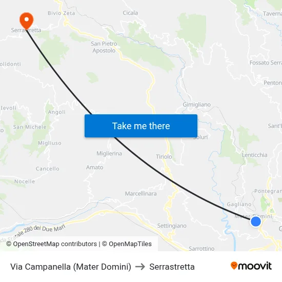 Campanella Street (Mater Domini) to Serrastretta map