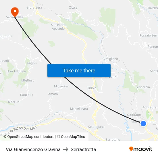 Gianvincenzo Gravina Street to Serrastretta map