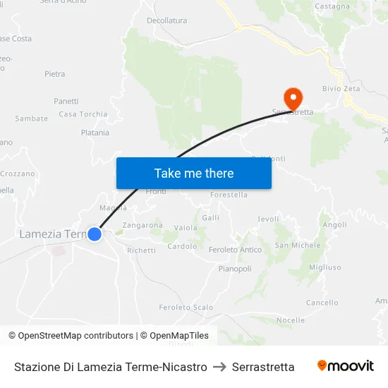 Lamezia Terme-Nicastro Station to Serrastretta map