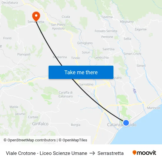 Crotone Avenue - Human Sciences High School to Serrastretta map