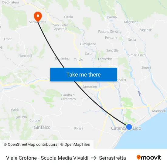 Crotone Avenue - Vivaldi Middle School to Serrastretta map