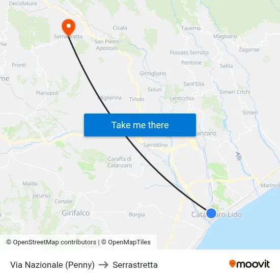National Road (Penny) to Serrastretta map