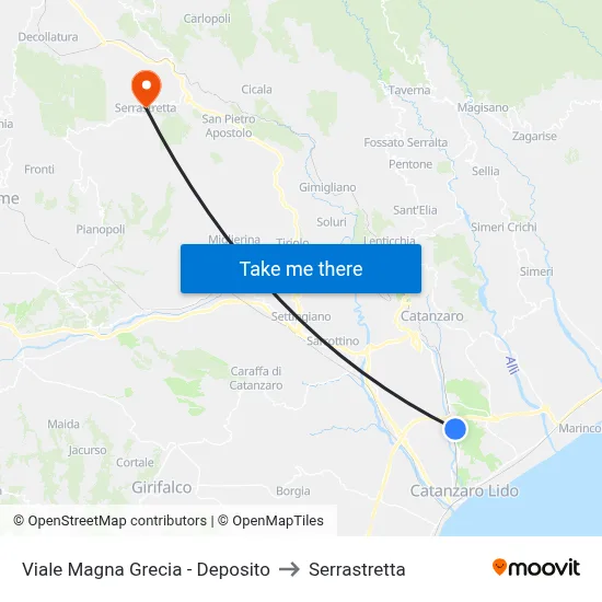 Magna Grecia Avenue - Depot to Serrastretta map