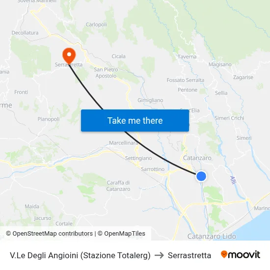 Angioini Avenue (Totalerg Station) to Serrastretta map