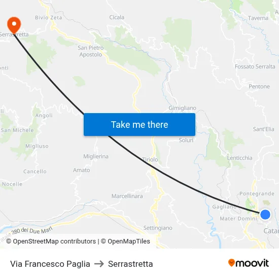 Francesco Paglia Street to Serrastretta map