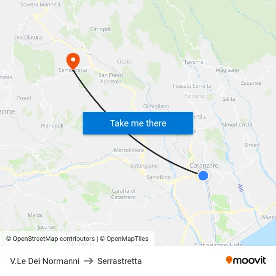 Viale Dei Normanni to Serrastretta map