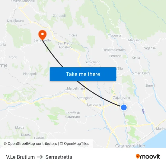Brutium Avenue to Serrastretta map
